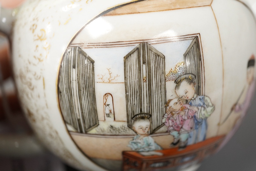 A Chinese export gilt and famille rose teapot, Yongzheng / Qianlong period